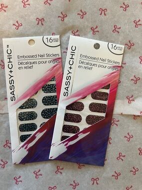 Embossed Nail Stickers - Black with Blue Dots / Black with Pink Dots